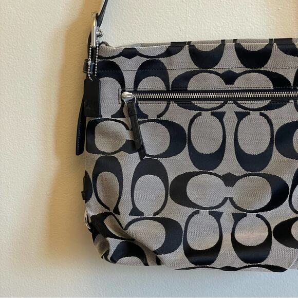 Coach NWT shoulder bag purse black silver tote preppy logo academia - Picture 8 of 10